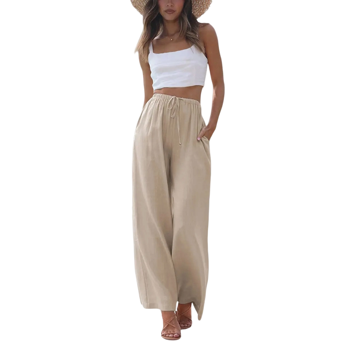 🌊🌊🌊Women's 2026 Viral Palazzo Pants - Lightweight Wide Leg Trousers with Pockets