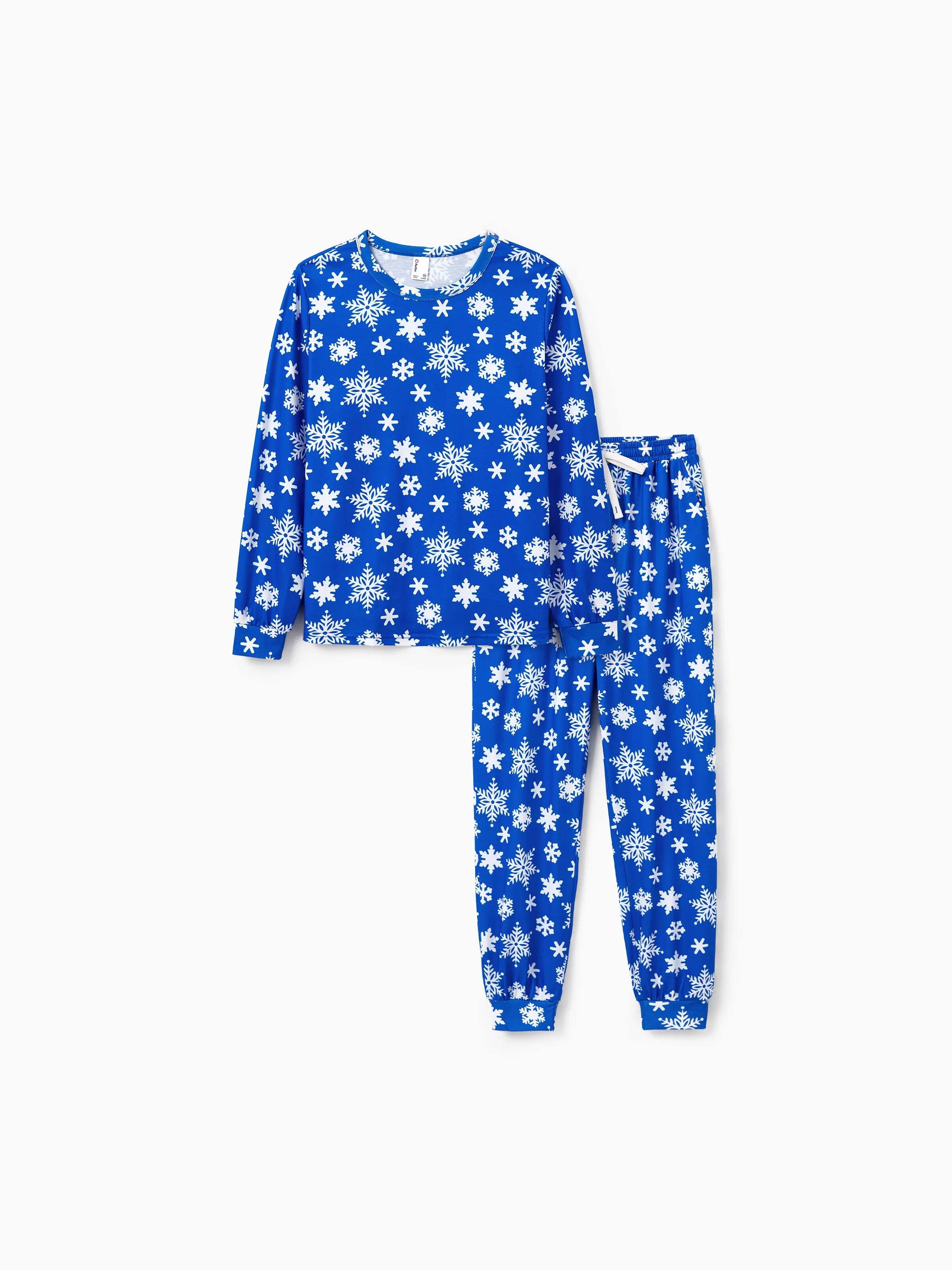 Christmas Matching Family Pajamas Set Snowflake Print Blue PJS with Christmas Socks Blue