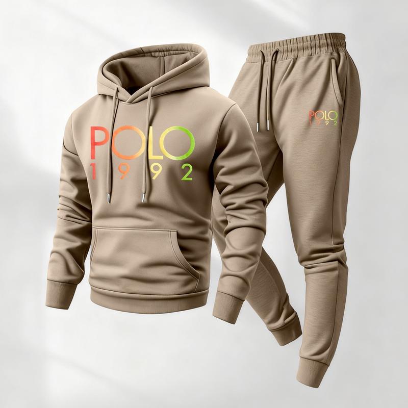Men’s Casual Printed Hoodie & Drawstring Sweatpants Set