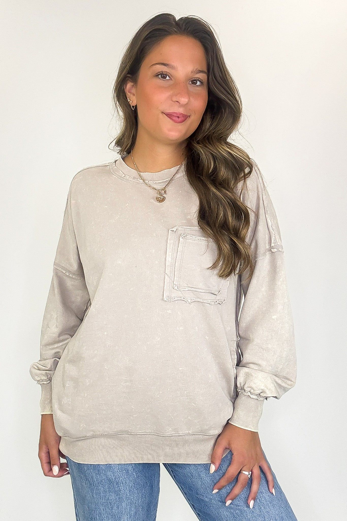 Vintage Acid Wash Raw Edge Pullover