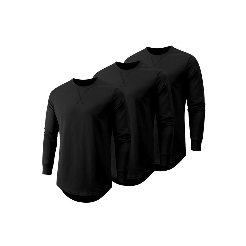 Mens 9 Pack Cotton Hipster Hip Hop Longline Crewneck Sport T-Shirt, Menswear Casual Top for Outdoor Daily Wear