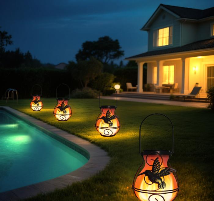 Hummingbird Flame Solar Lights (Set of 2)  Natures Fireflies, Captured in Your Garden