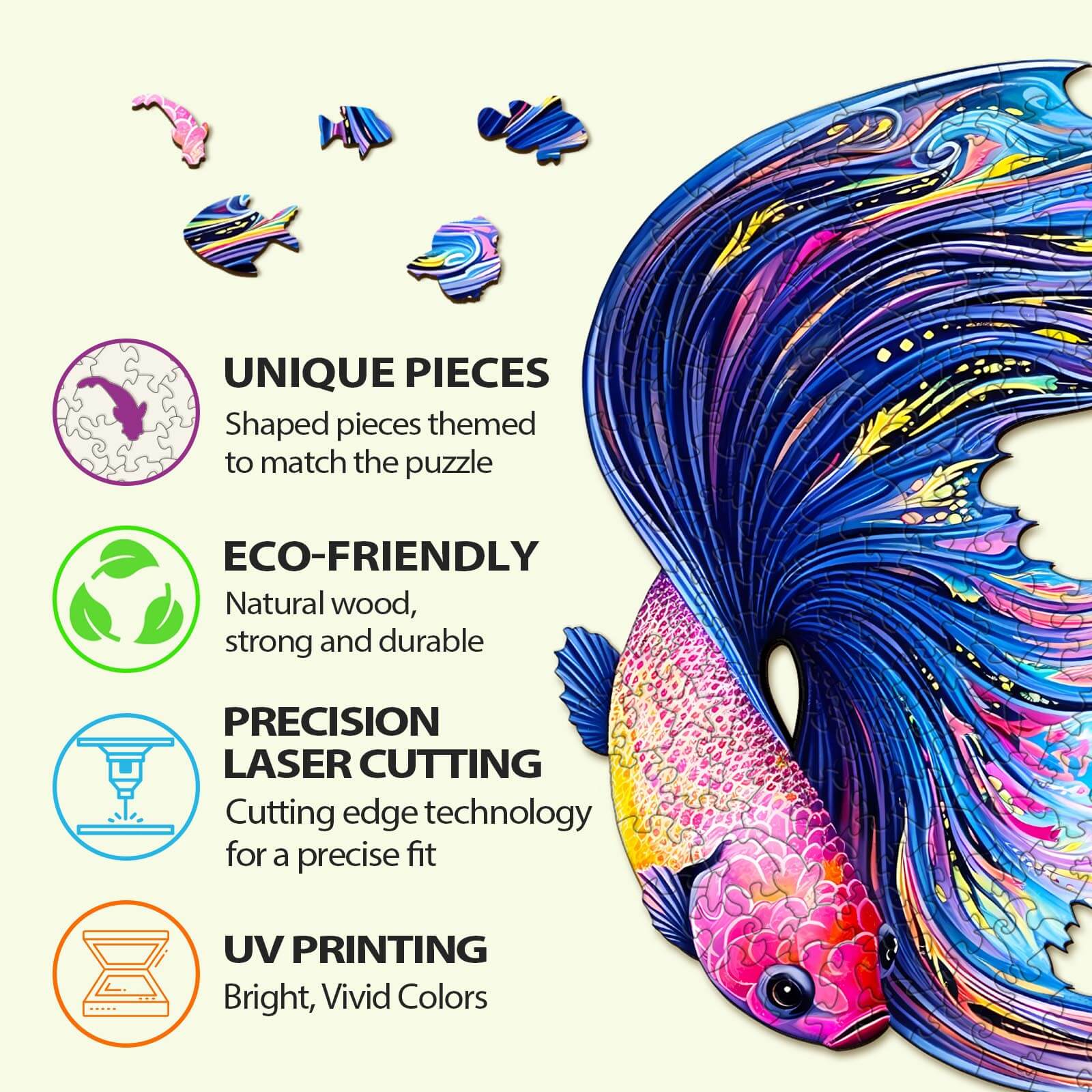 Half Moon Betta Wooden Jigsaw Puzzle