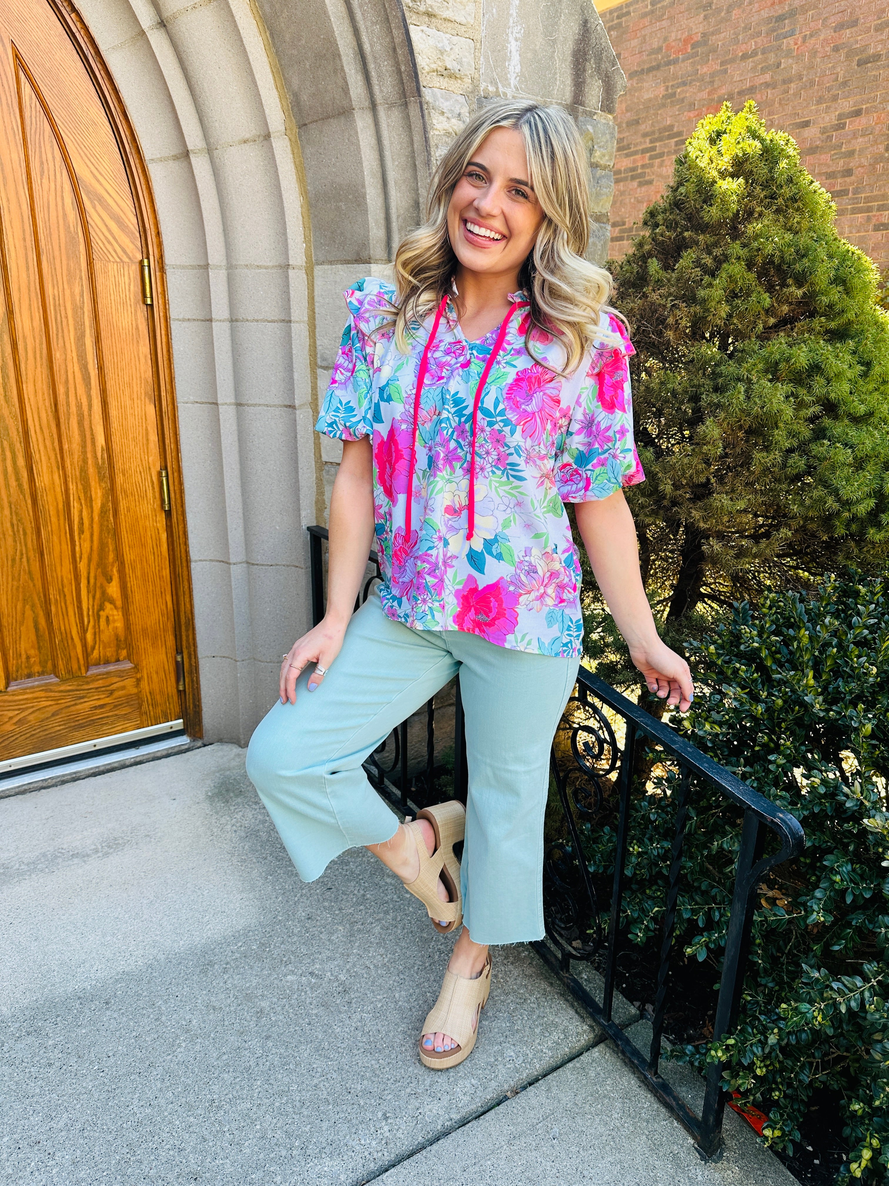 Tied With Blooms Top