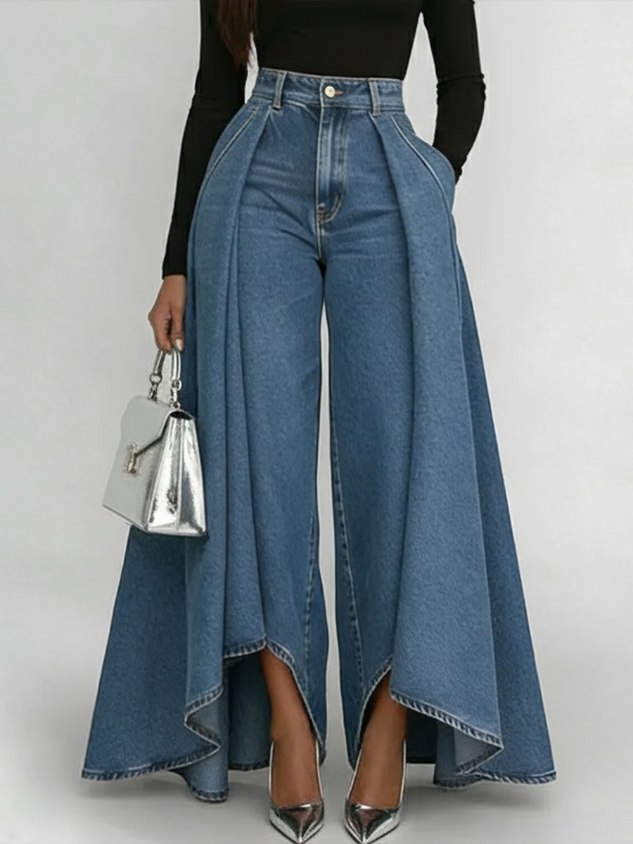 Women's High-waisted Casual Loose-fitting Wide-leg Jeans