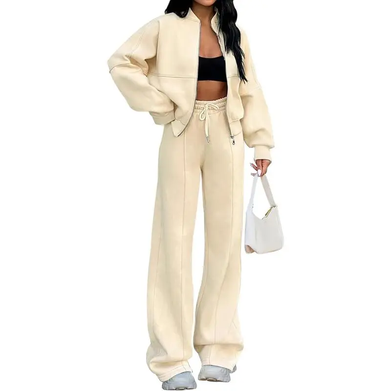 Women’s 2-Piece Set – Zip Up Jacket & Elastic Waist Pants