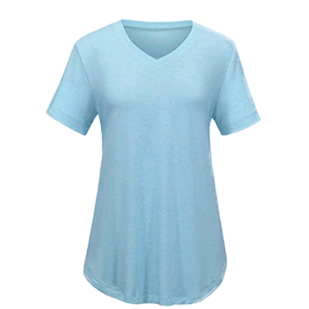 Short Sleeve Shirts for Women Casual V-Neck Plain Tees - Set of 8, Various Color Combinations, Curved Hem Comfort Womenswear