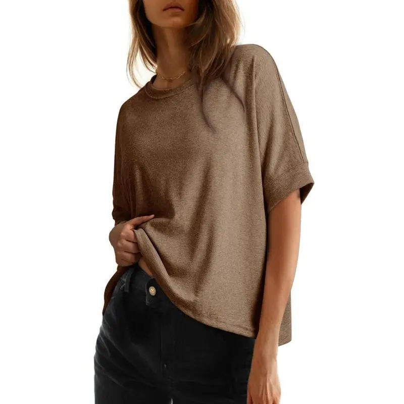 Women's Tops for Women 2026 Loose Oversized Basic Tee Comfortable Soft Fabric Flattering Fit - Womenswear