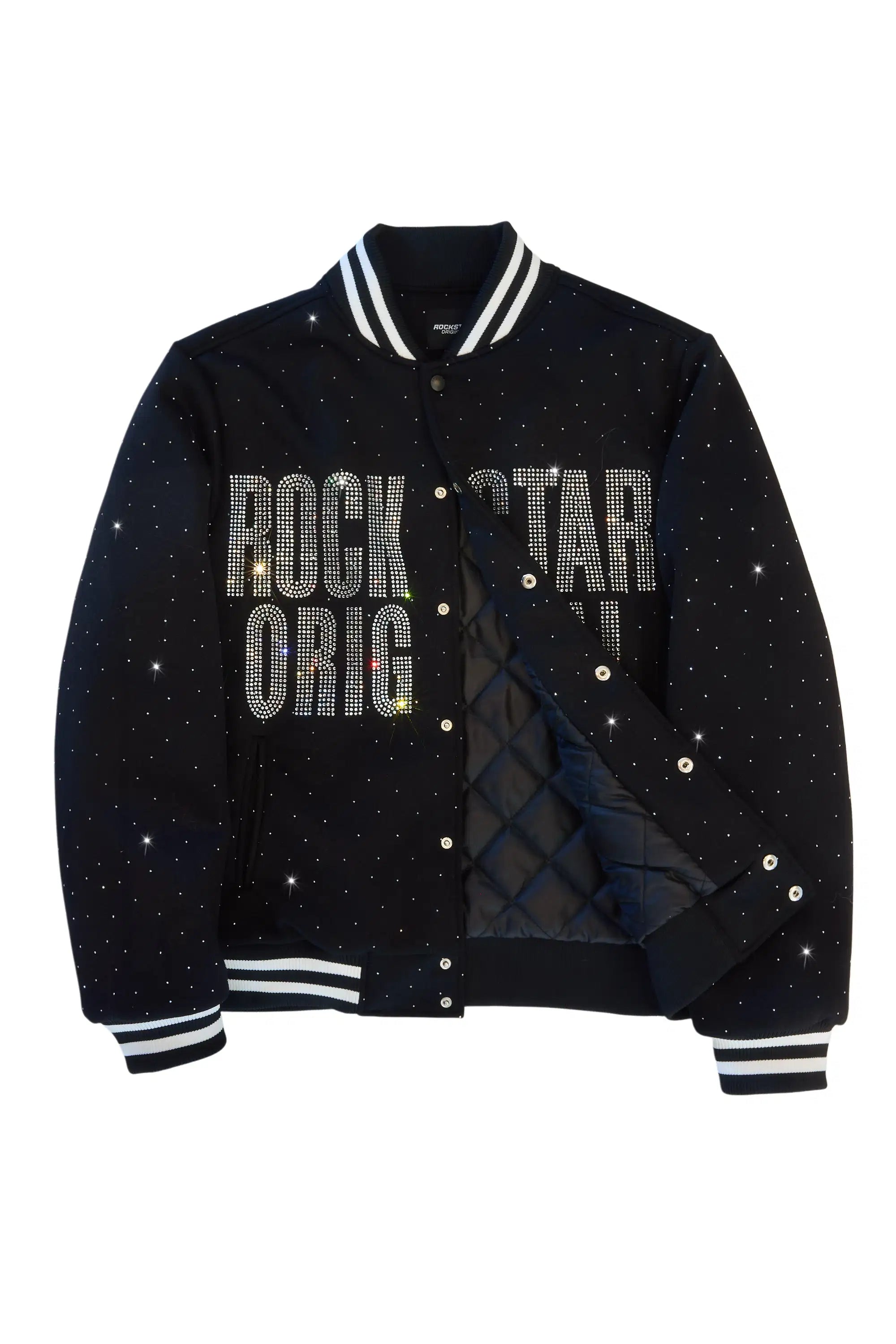 Nakiah Black Rhinestone Varsity Jacket