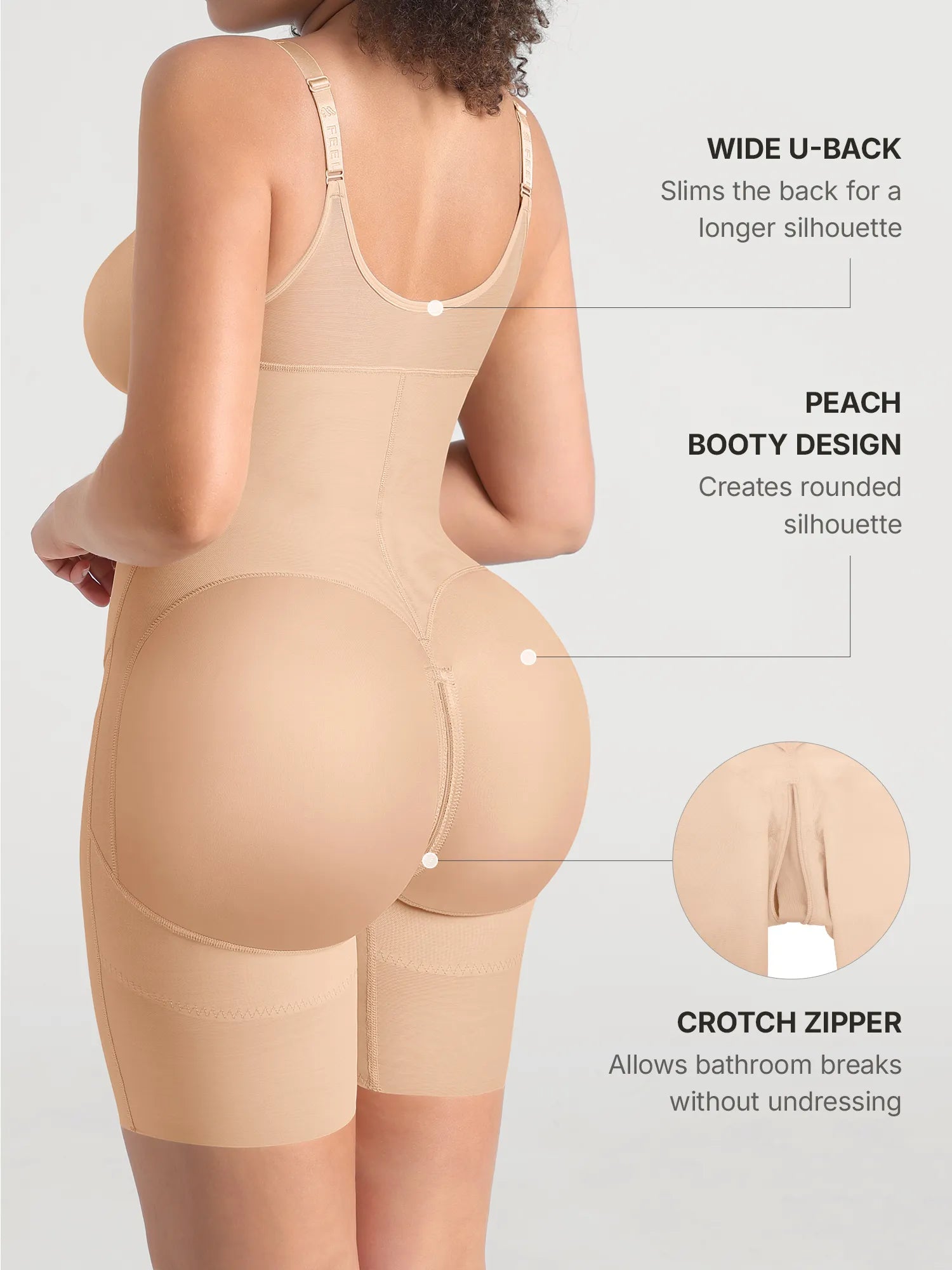 Feelingirl Full-Coverage Chest Faja Tummy Control Butt Lift Bodysuit