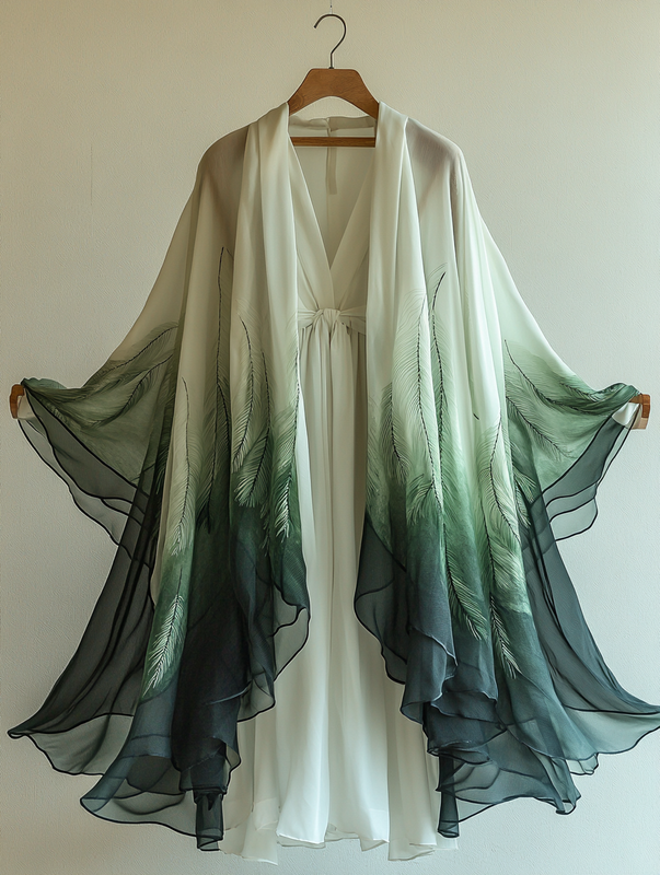 Summer original design elegant handmade feather kimono 1027