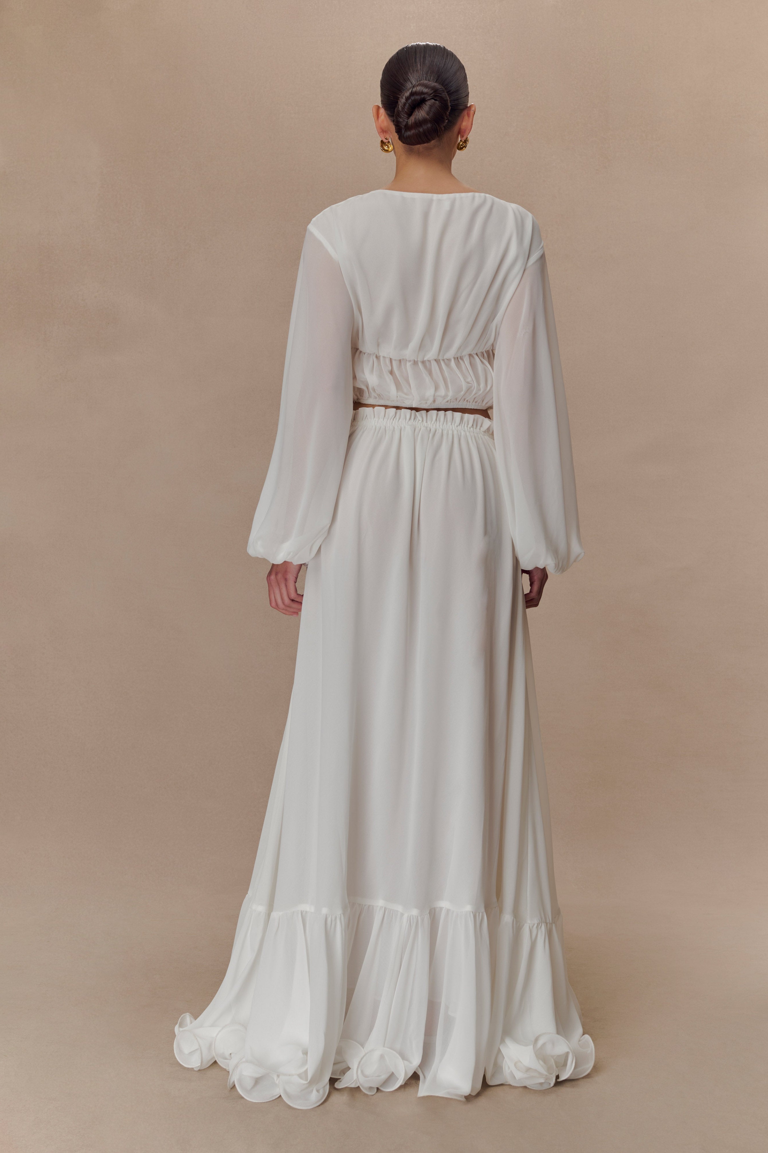 Ivory Chiffon Maxi Skirt