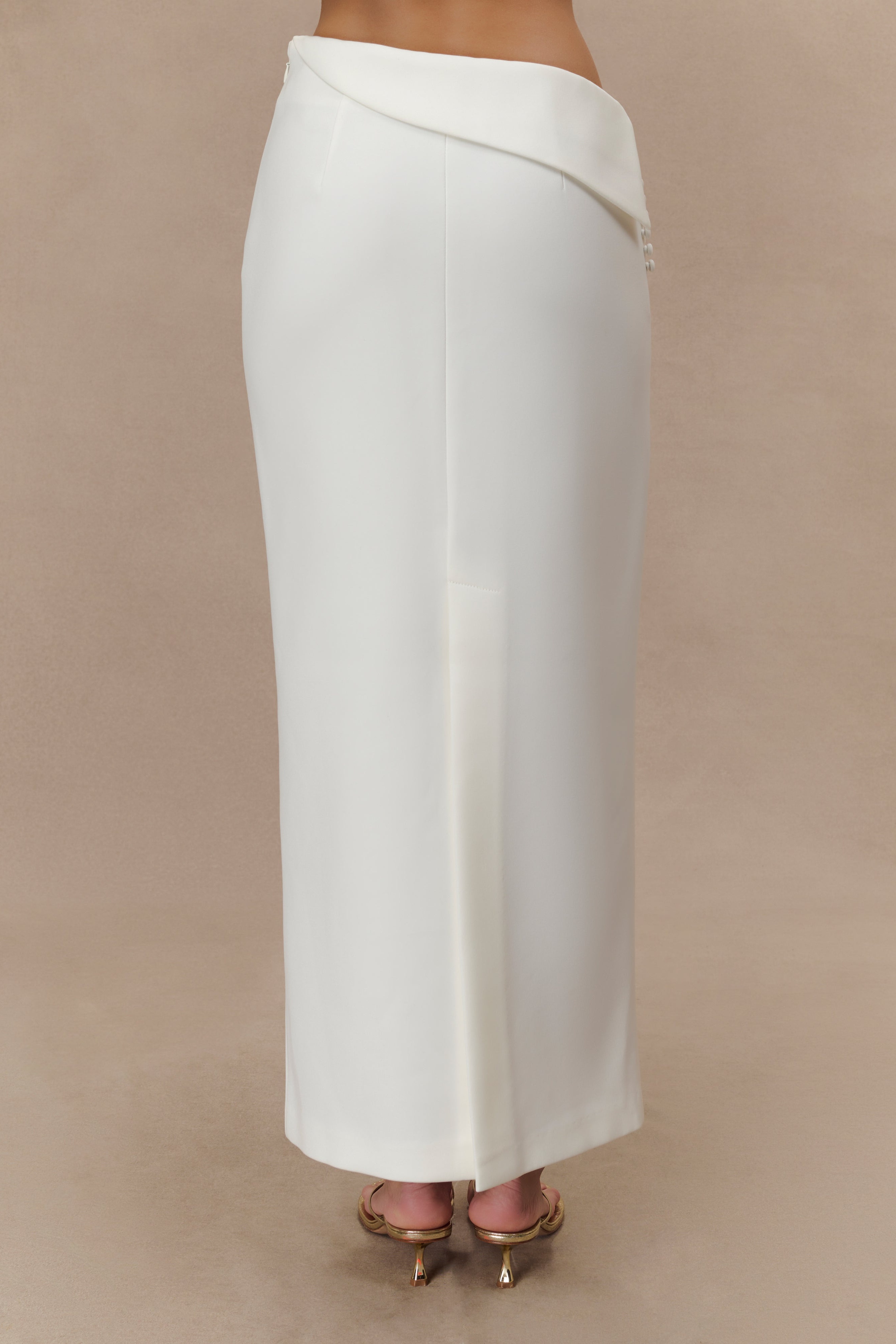 White Suiting Midi Skirt