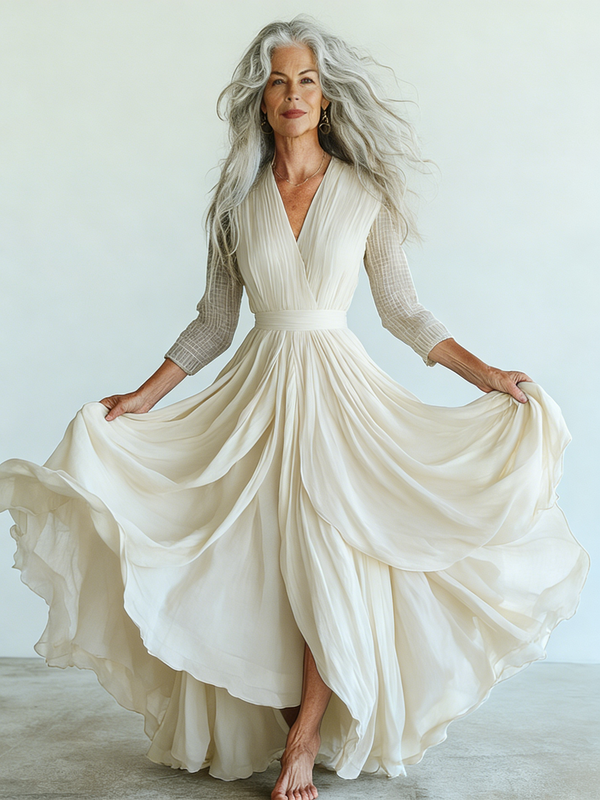 Embroidered Retro Loose Embroidered Printed Contrast Color Dress4400