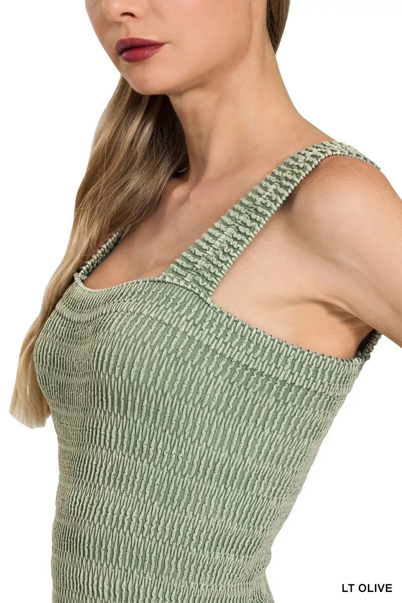 Zenana Seamless Winkle Stone Washed Tank Top