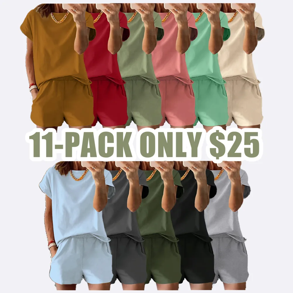 Women's Casual Summer Two-Piece Set – Letter Print Short Sleeve Tee & Matching Track Shorts