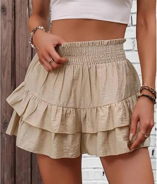 Women's Fabric Frill Trim Ruffle Hem Shirred High (Less than $3 each!)