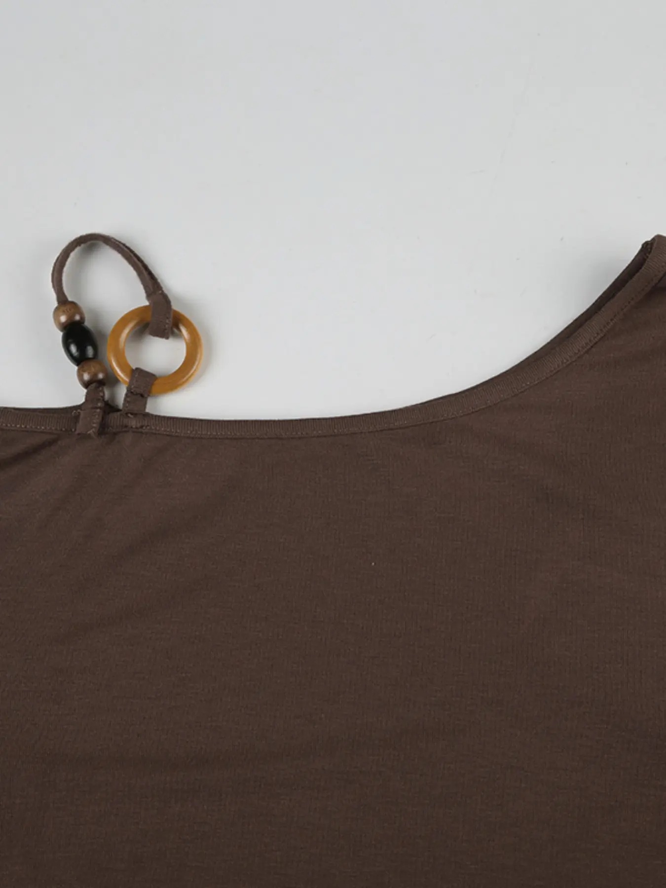 Women’s Retro Ethnic Beaded Asymmetrical Shoulder Flounce Sleeve Flared Top