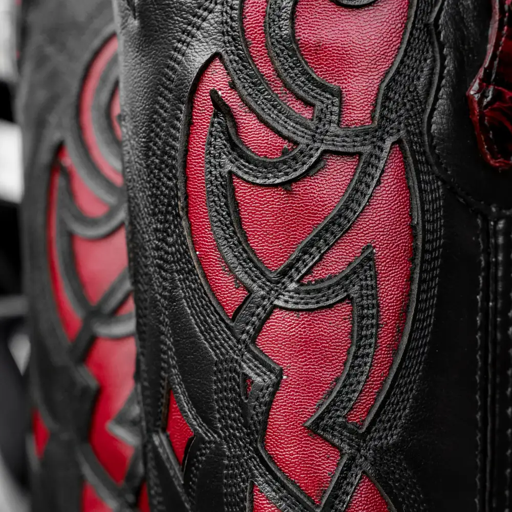 Genuine Black Cherry Pirarucu Boots - Square Toe