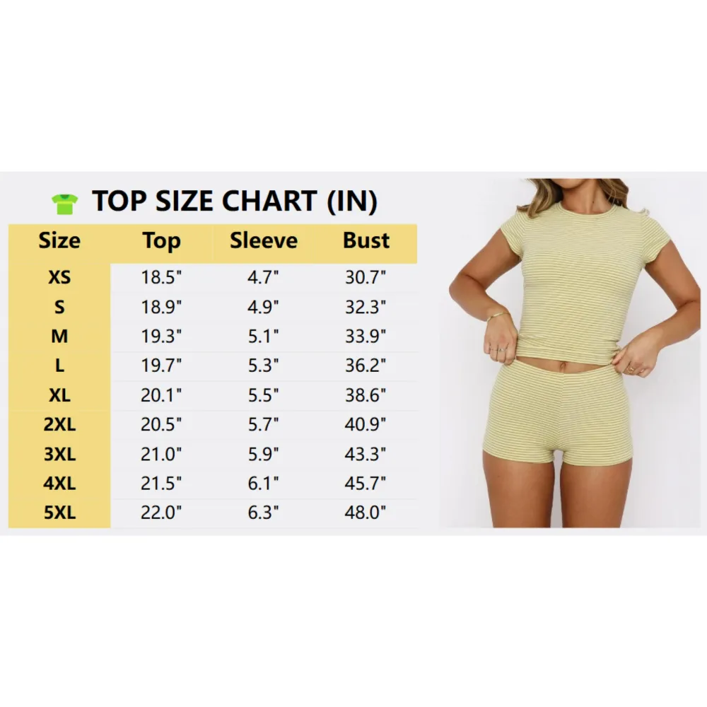 Two-piece Set Women's Striped Print Shortsleeve Crop Tee & Shorts