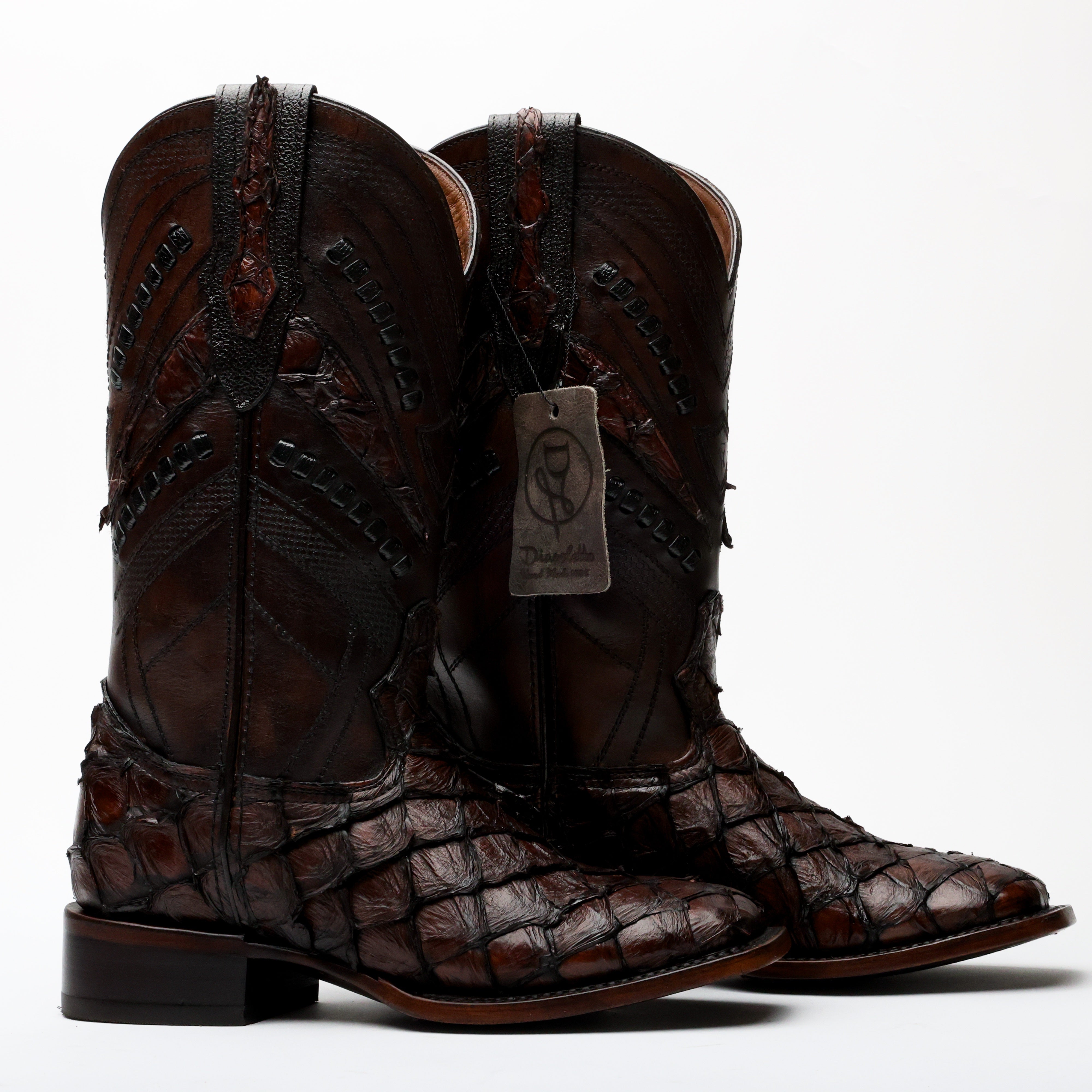 AUTHENTIC Brown Pirarucu Boots - Square Toe