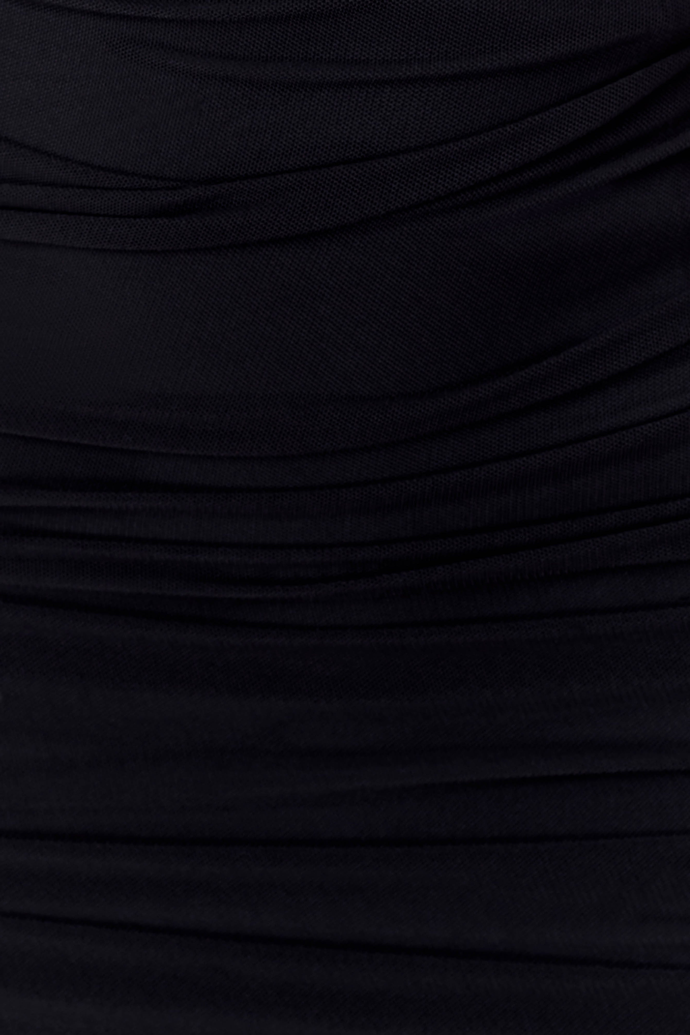 Black Strapless Mesh Maxi Dress