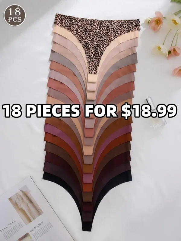 Women's Solid Color & Leopard Print Seamless Thong (Less than $1 each!)