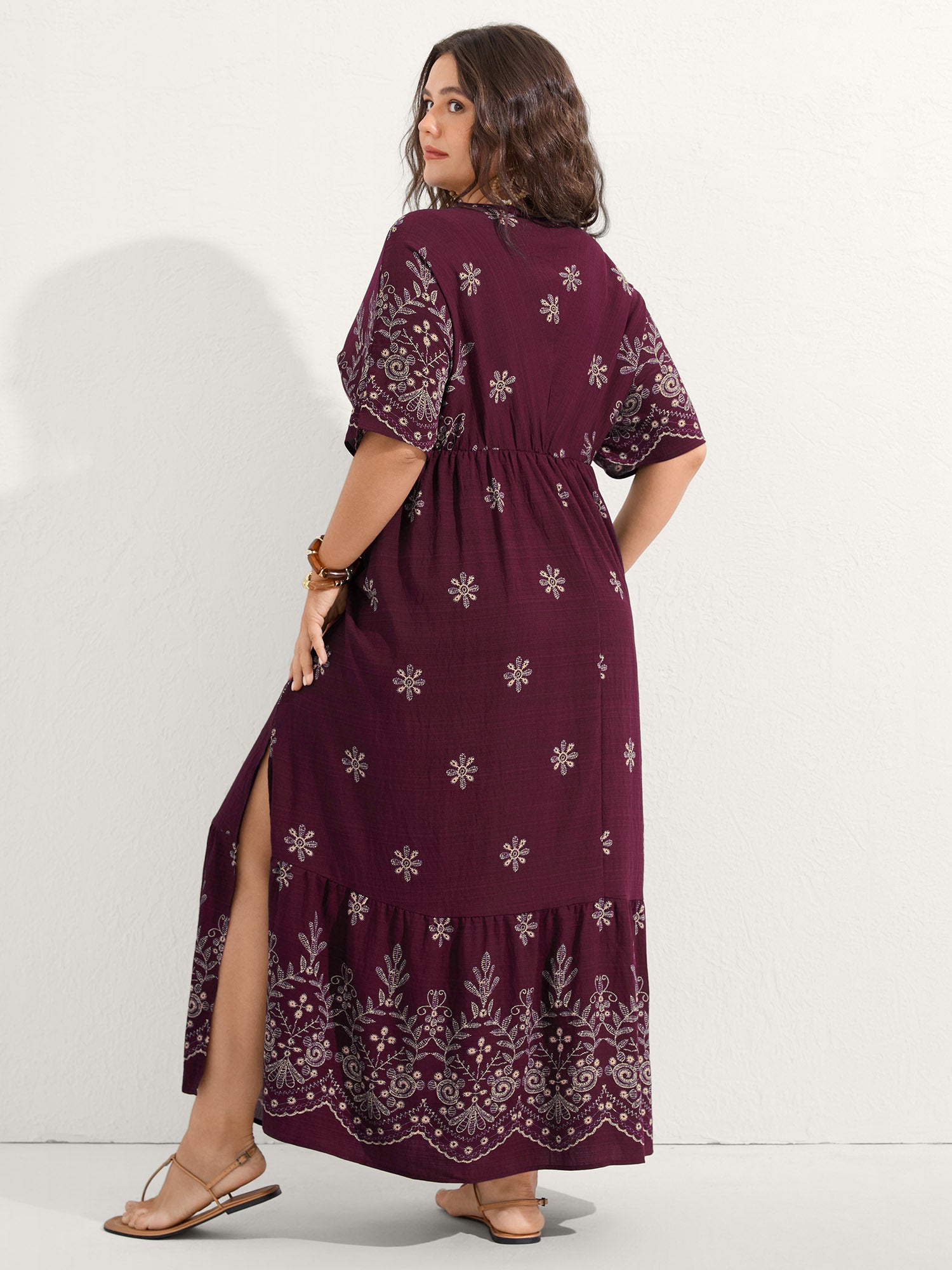 Surplice Neck Split Side Pockets Maxi Dress