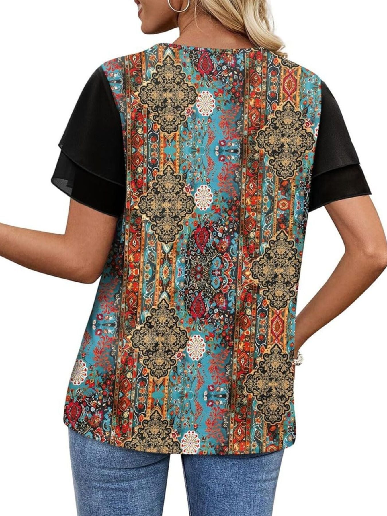 Layered Short Sleeve Round Neck T-Shirt