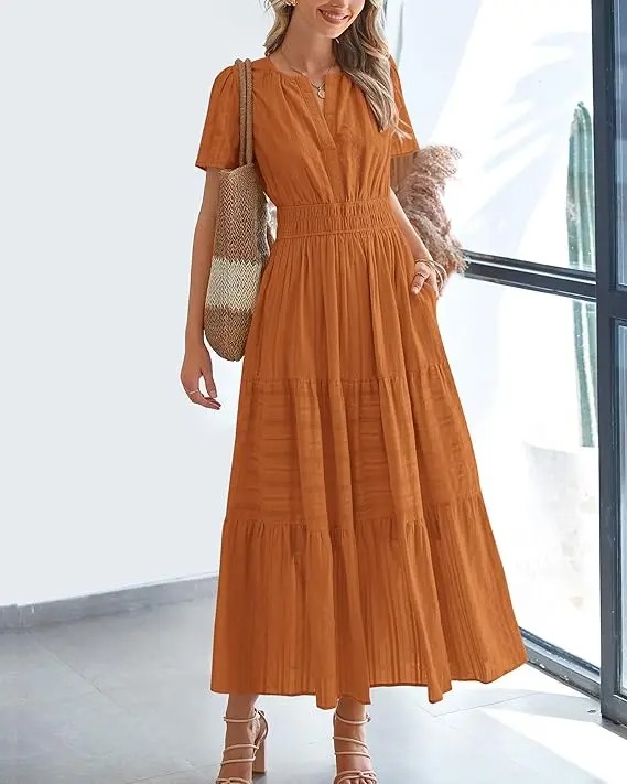 Women’s Lightweight Boho Maxi Dress with Pockets