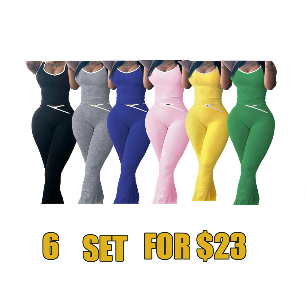 ✨Chic Colorblock Crmon Tank &. Dlarod PanteSet | Women's Sleeveless Gym YogaOutfit