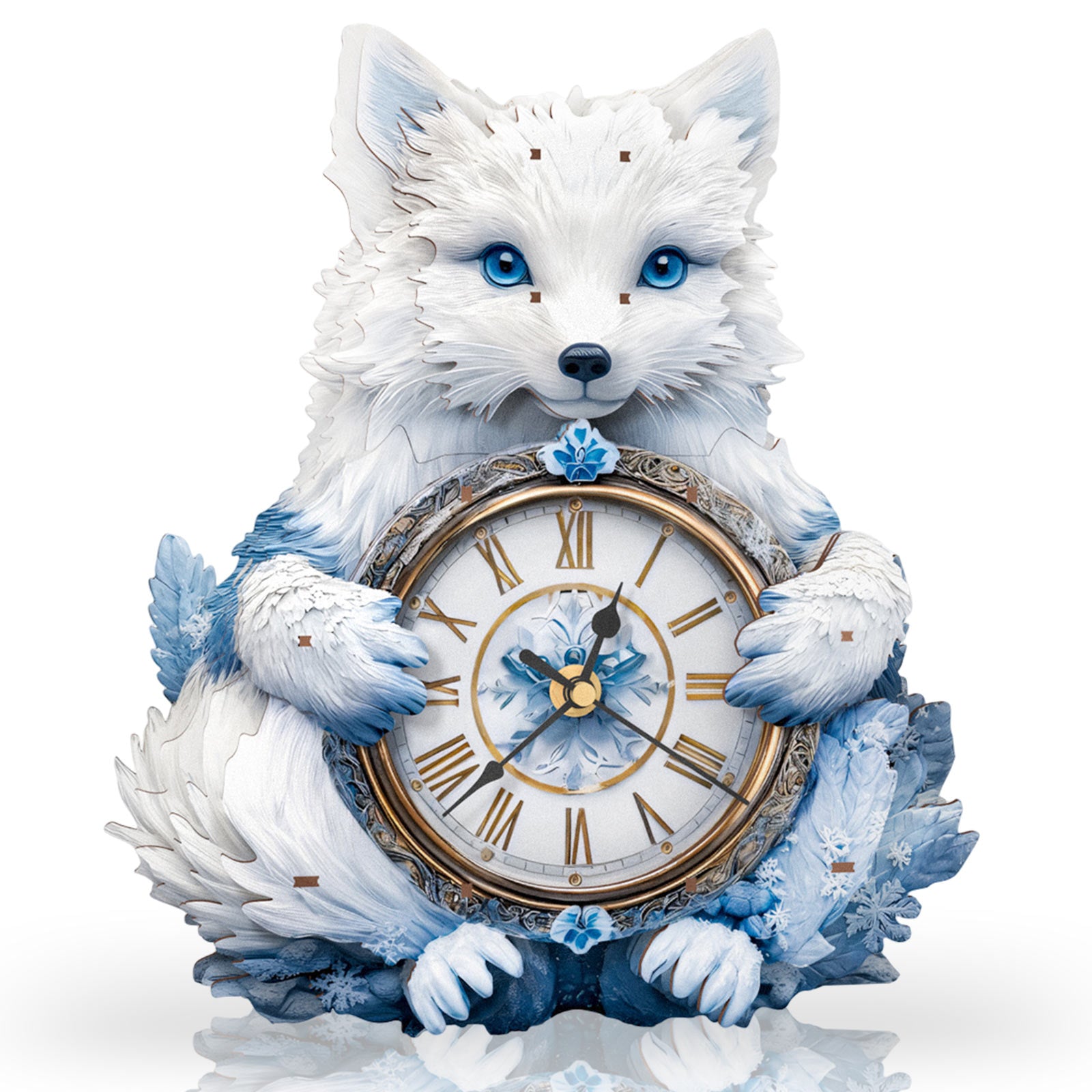 Arctic Foxâ€“ DIY Wooden Clock, 3D Puzzle Craft Kit