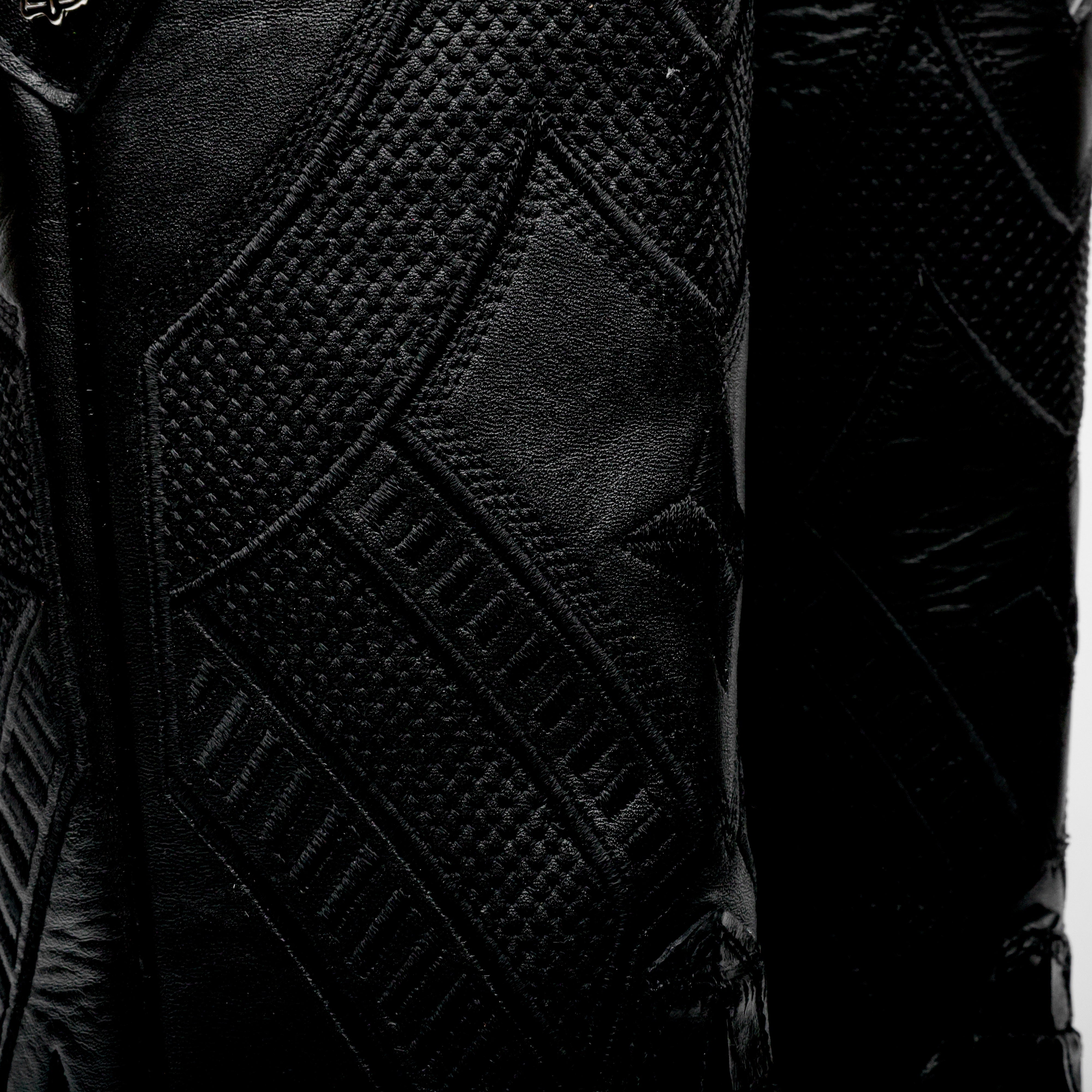 Total Black Caiman Belly Leather Boots - Square Toe