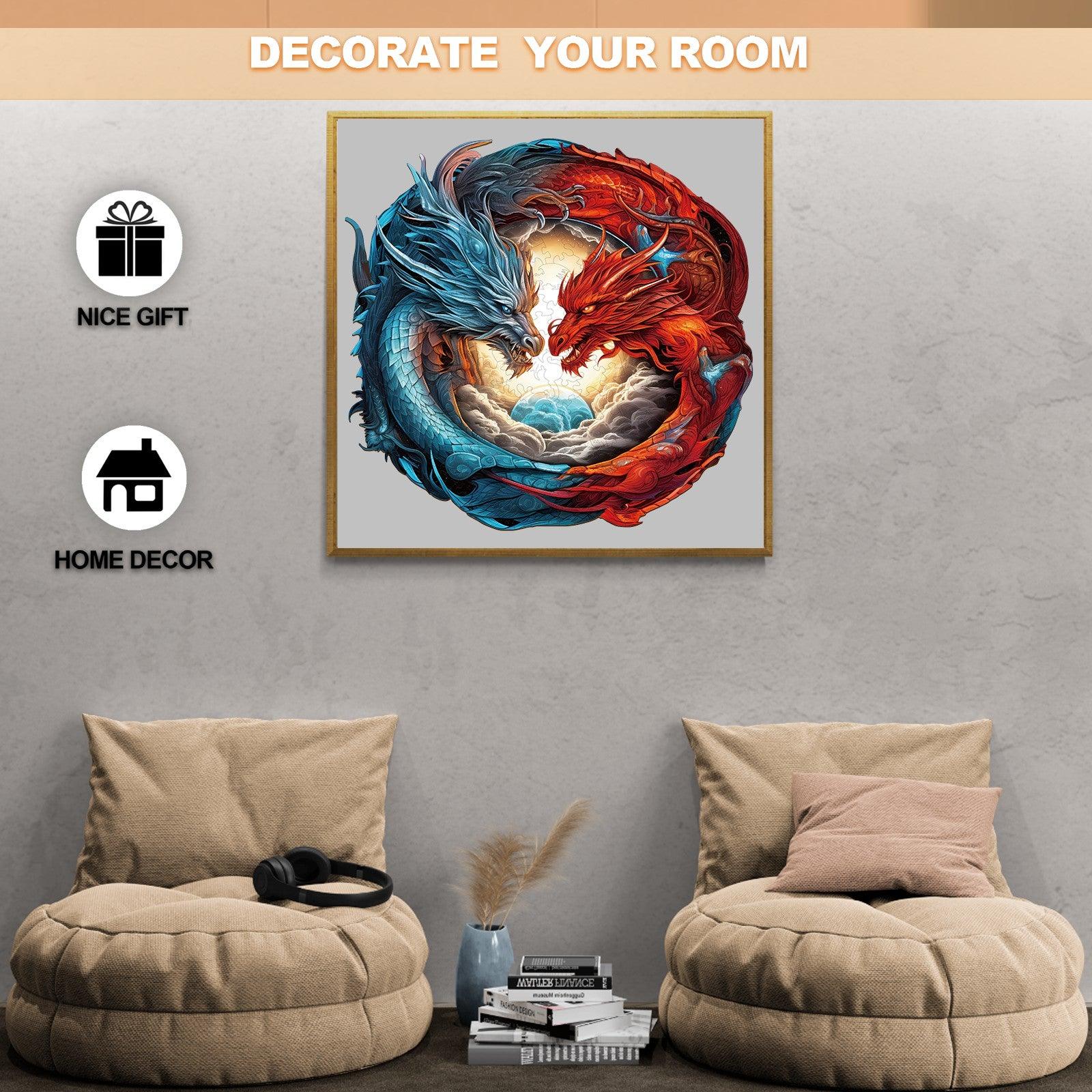 Yin-Yang Dragon Wooden Jigsaw Puzzle