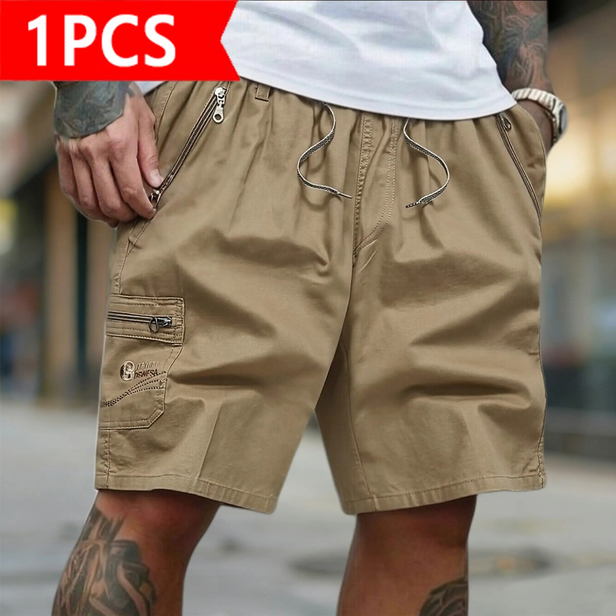 Men's 5-Pack Cargo Shorts | Casual Drawstring Elastic Waist Shorts with Zipper Pockets | Quick Dry Lightweight Streetwear for Summer, Beach, Daily Wear & Outdoor Activities