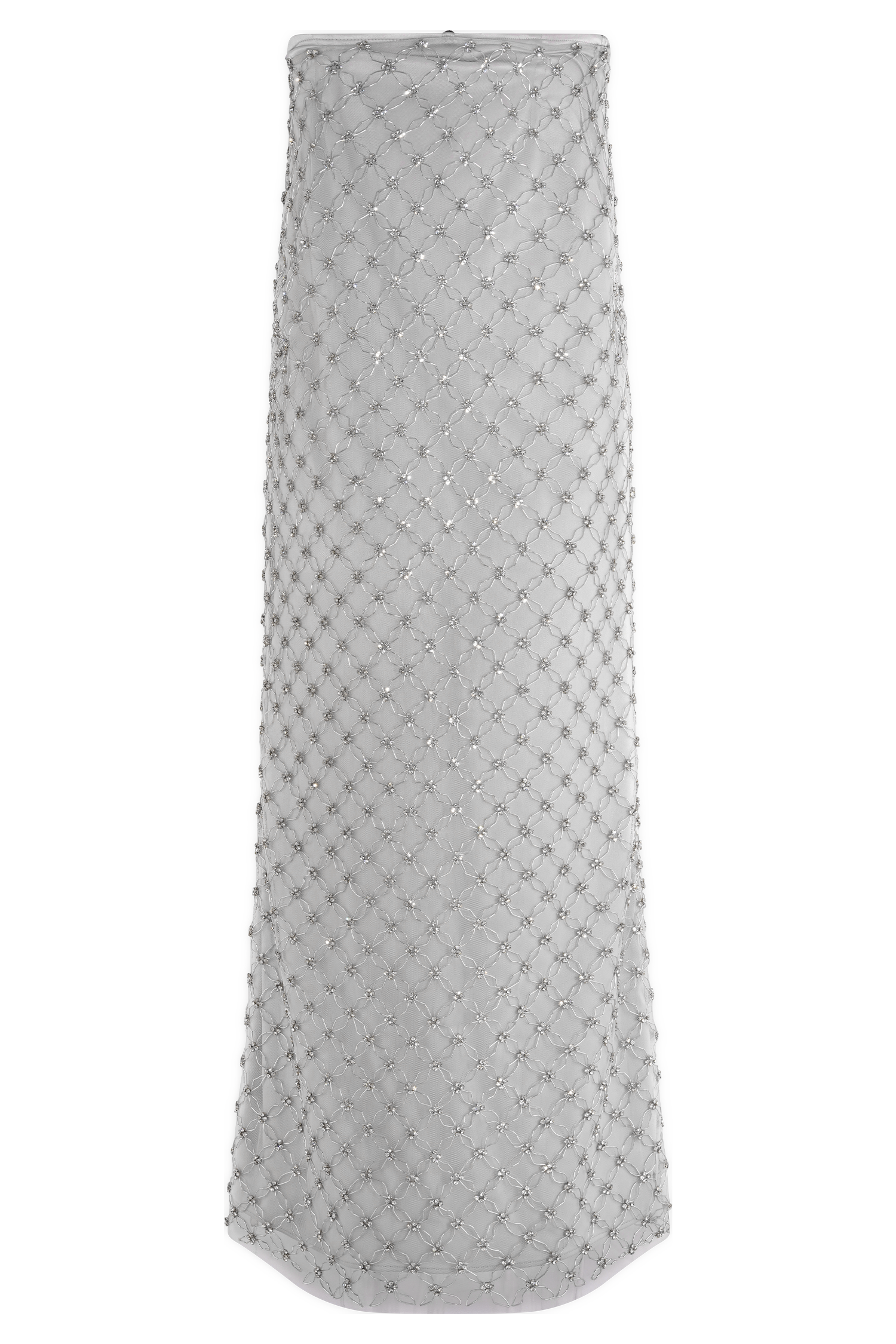 Silver Hand Beaded Embellished Maxi Skirt