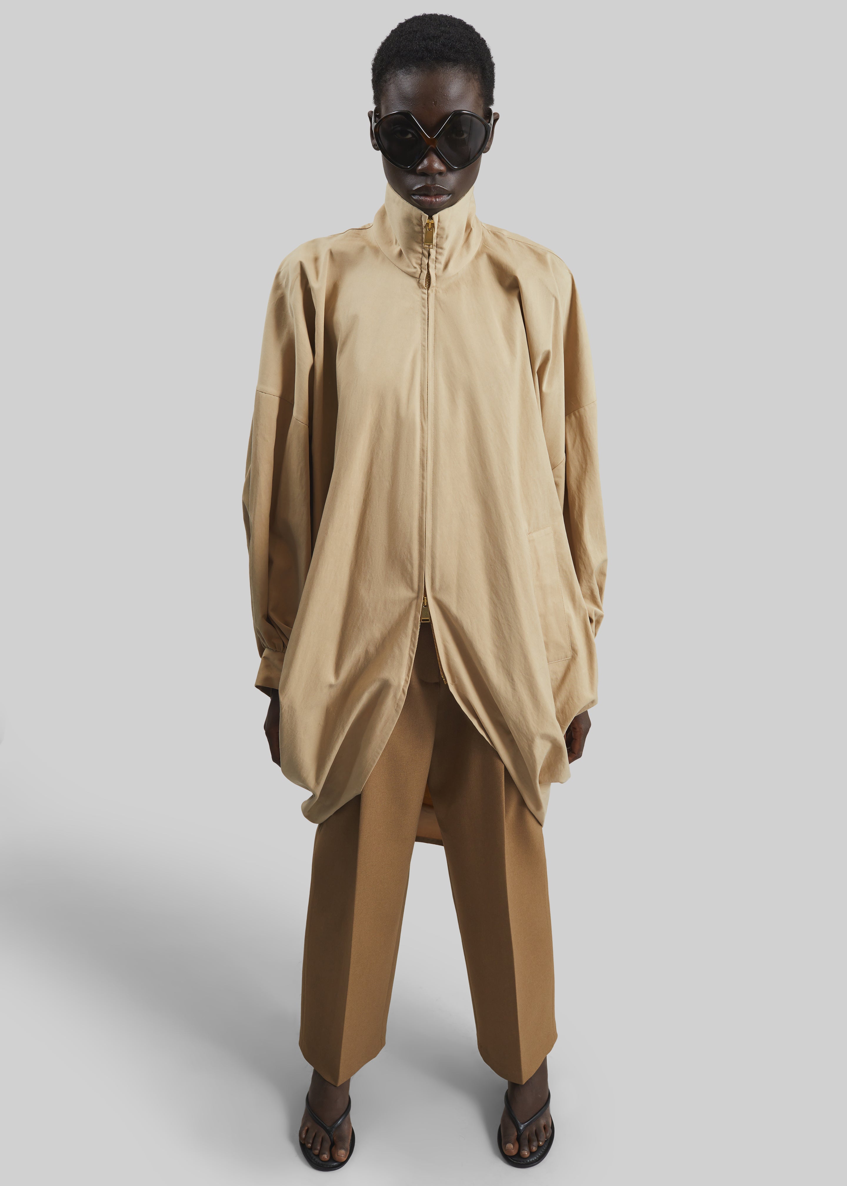 Darkpark Norma Draped Sleeves Bomber Jacket - Beige