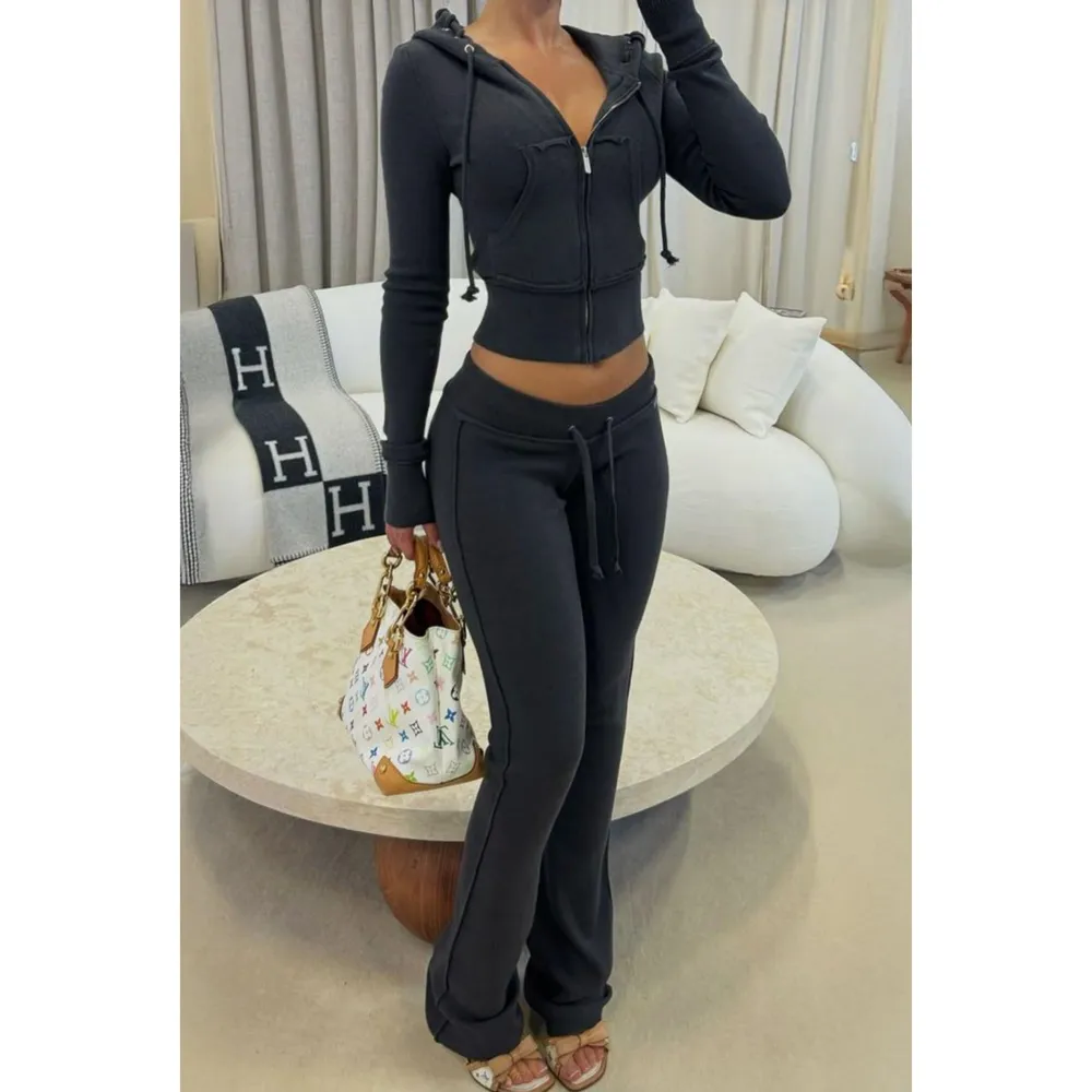Women's Cropped Zip-Up Two-Piece Set