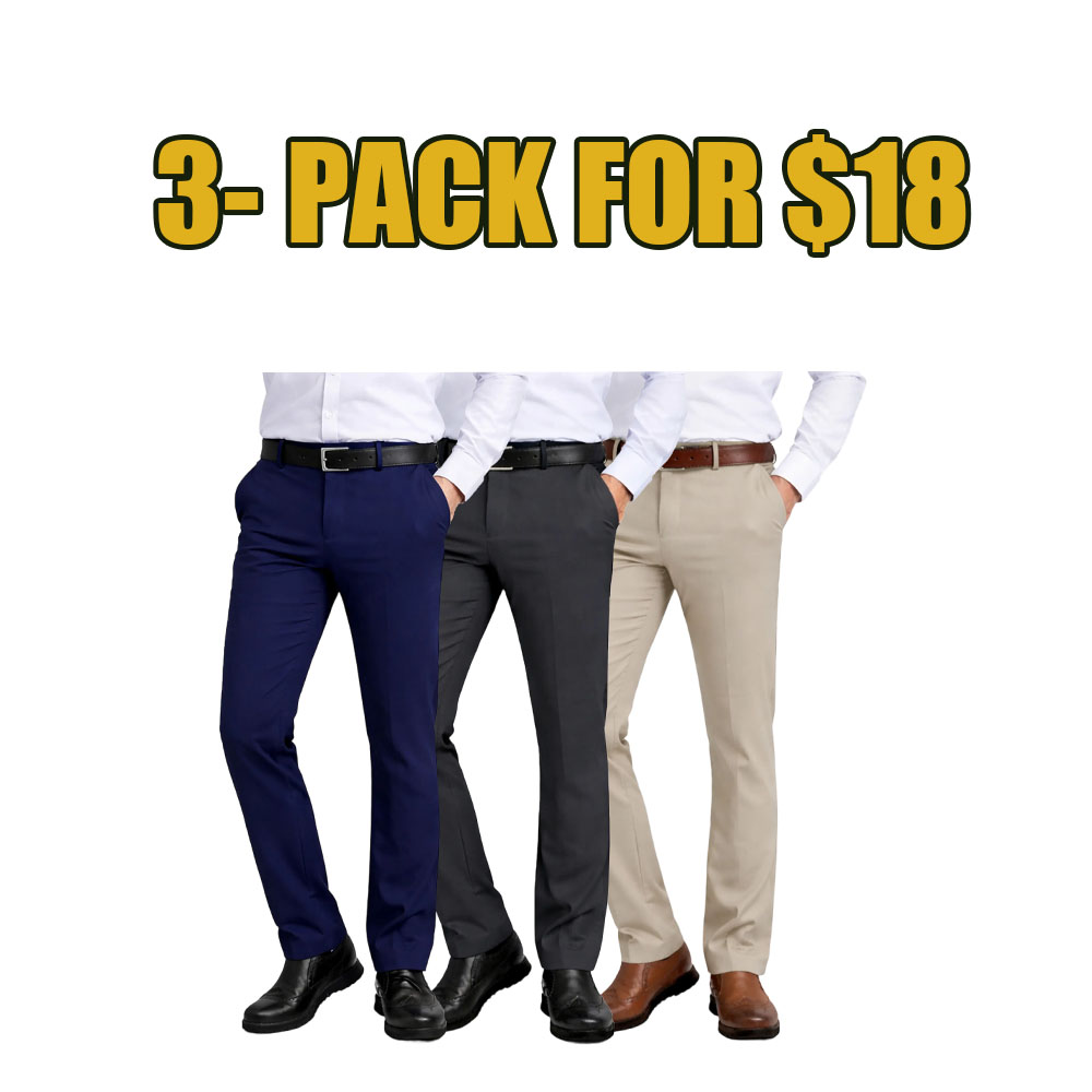 7-Pack Men’s Flex Stretch Slim Fit Dress Pants – Comfort & Style for Every Occasion