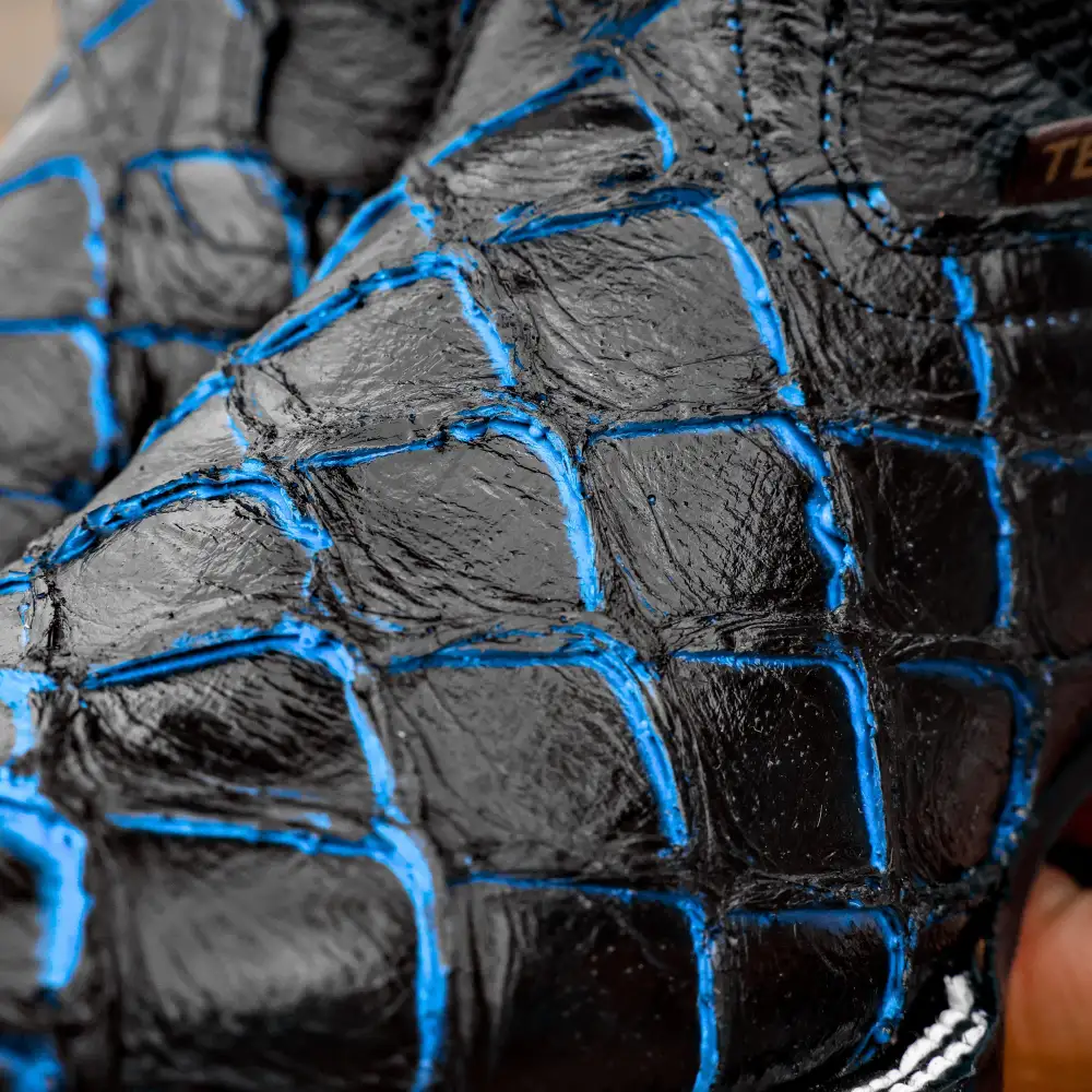 Midnight Blue Pirarucu Leather Boots - Square Toe