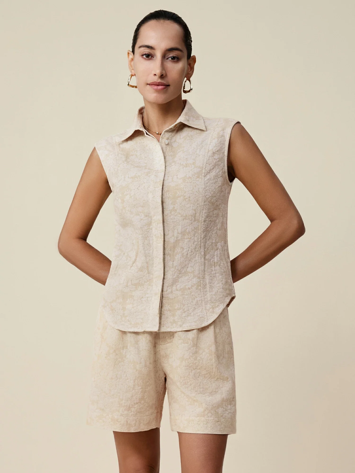 Cotton & Linen Jacquard Shorts