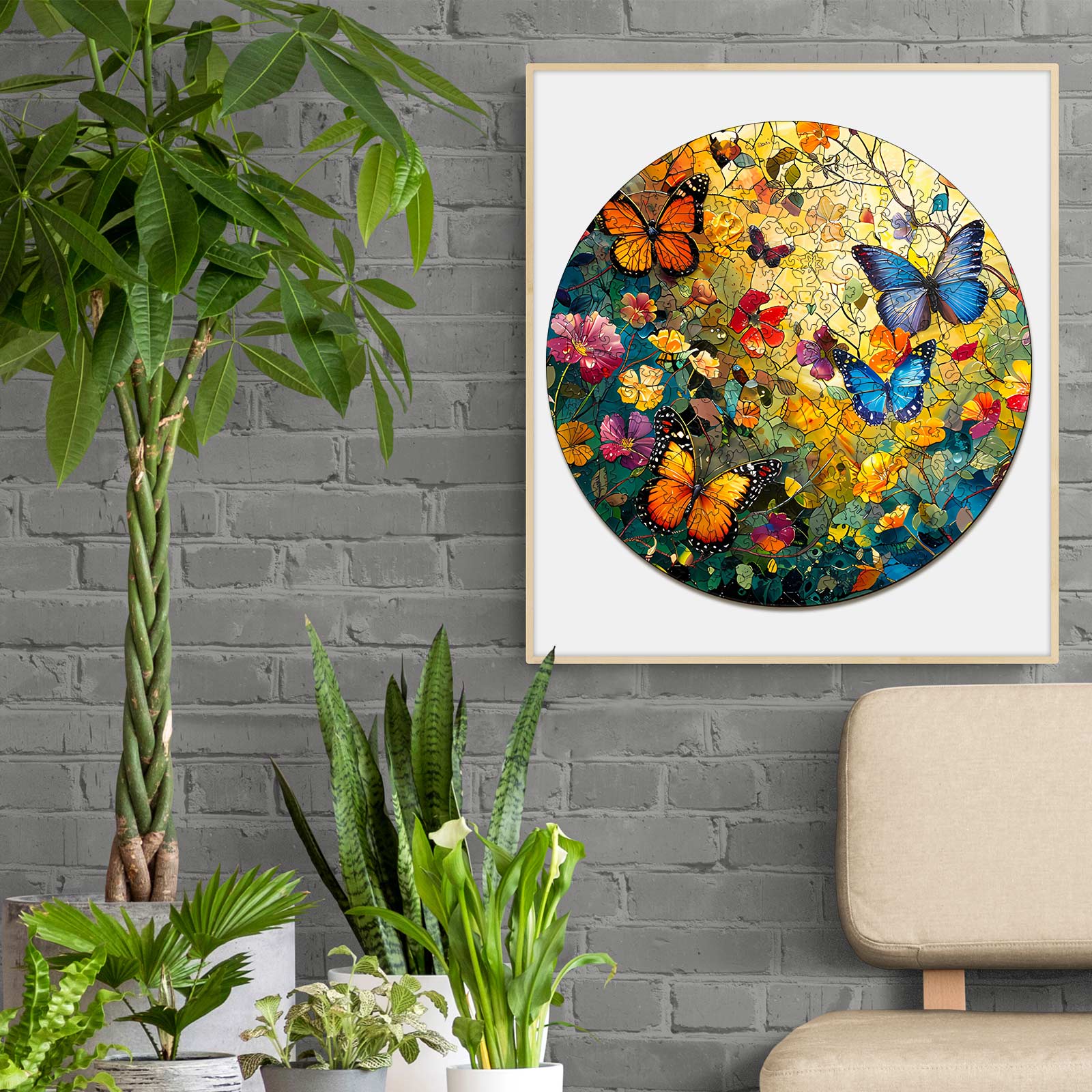 Butterflies and Flowers Wooden Jigsaw Puzzle