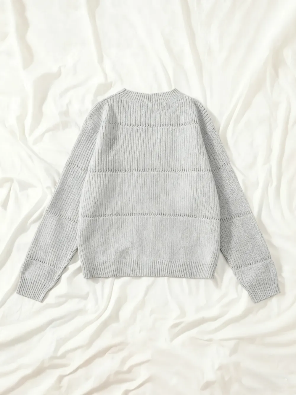 Women's Simple Minimalist Plain Textured Round Neck Sweater