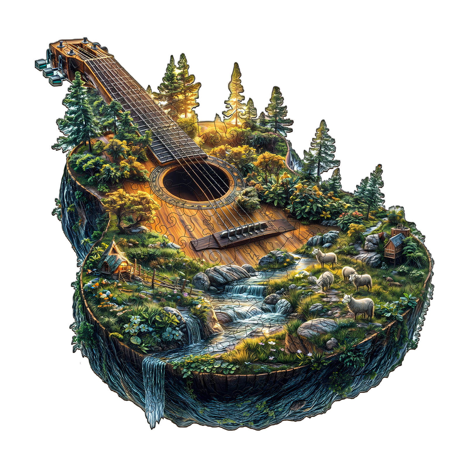 Forest guitar Wooden Jigsaw Puzzle