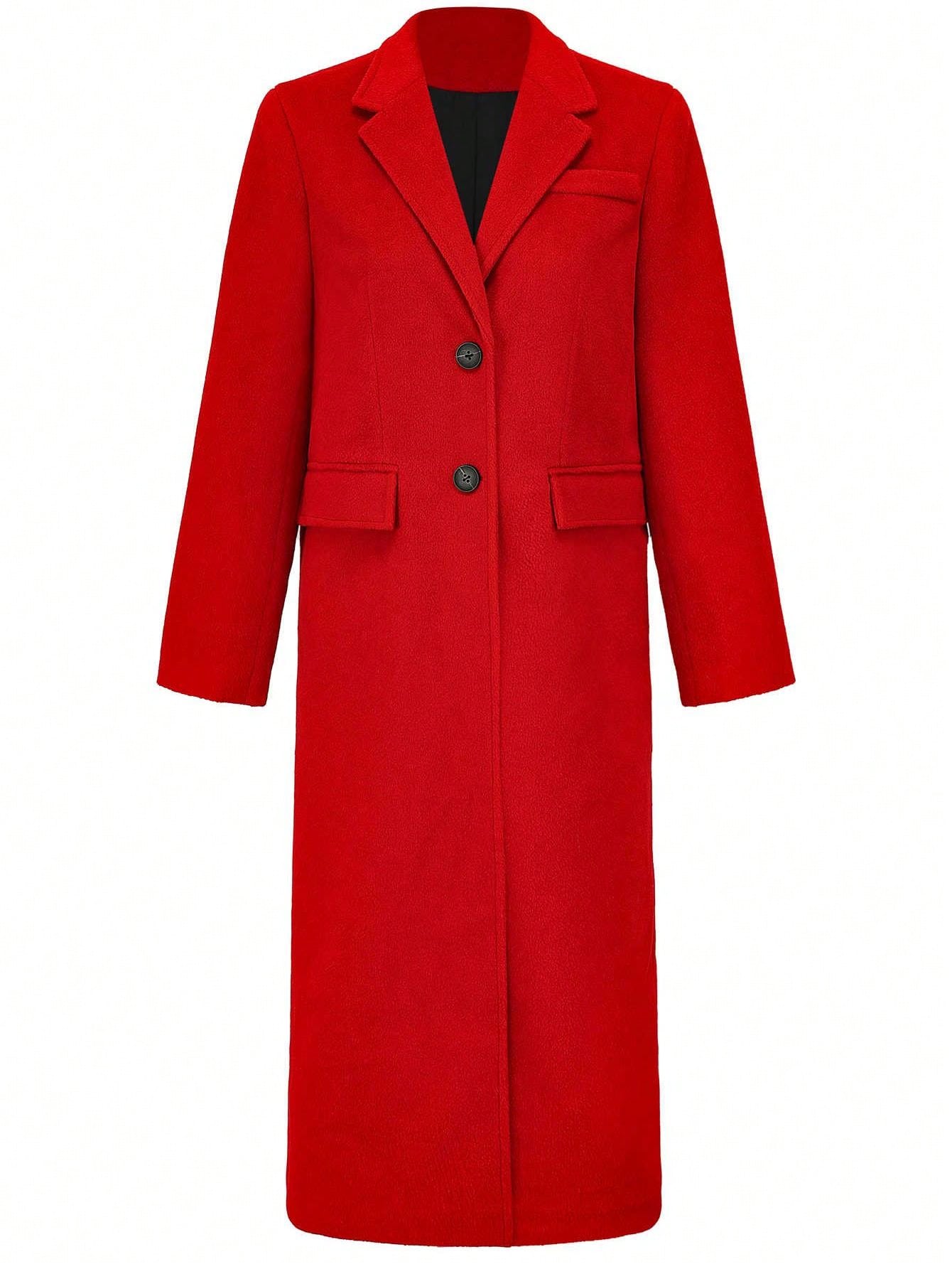 Women's Winter Wool Coat Single-Breasted Pea Coat Casual Long Lapel Work Office Overcoat