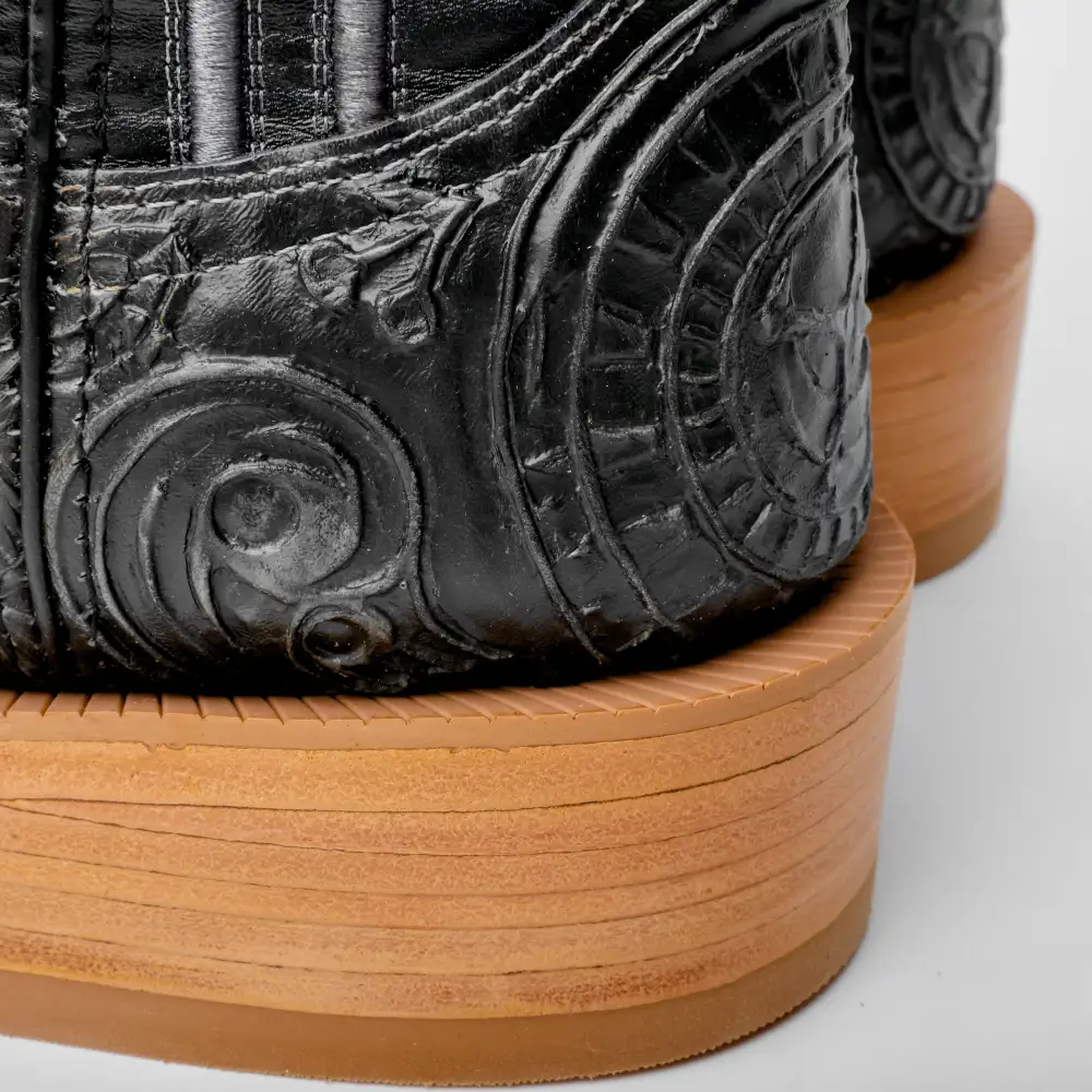 “Ace Of Spades” Grey Leather Boots - Square Toe