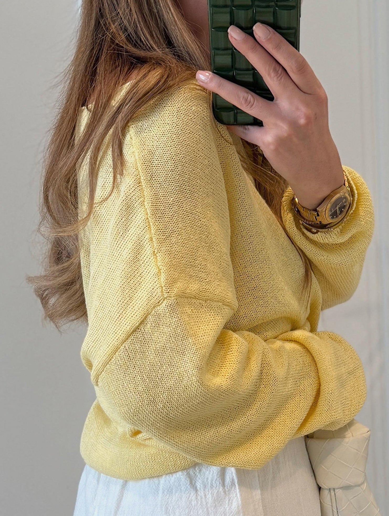 Solid Color Loose Crew Neck Knit Sweater