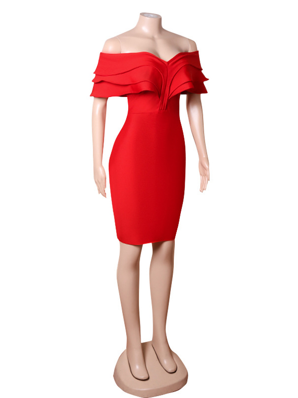 Vacation Wrap Solid Color One-Shoulder Dress