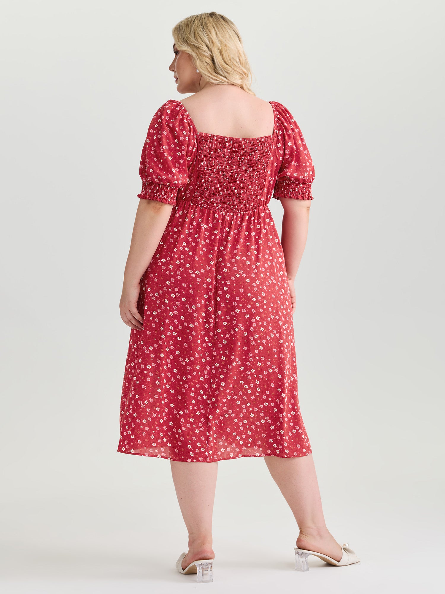 Romantic Summer Floral Print Tie Midi Dress