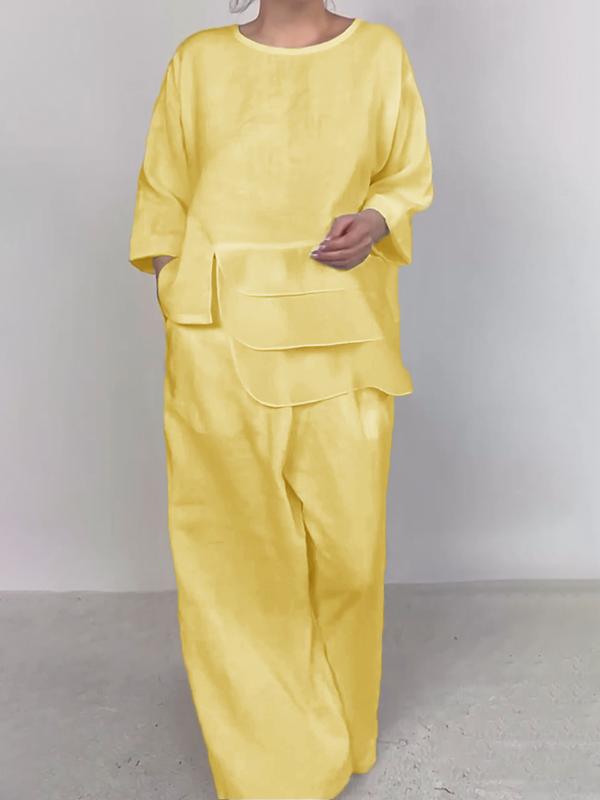 Women Stylish Plain Satin Three-pieces Set